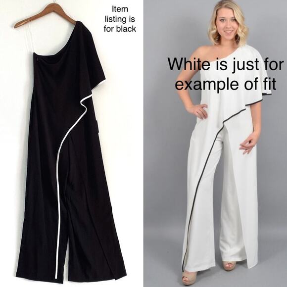 NEW Marina one shoulder drape overlay jumpsuit - Picture 3 of 11